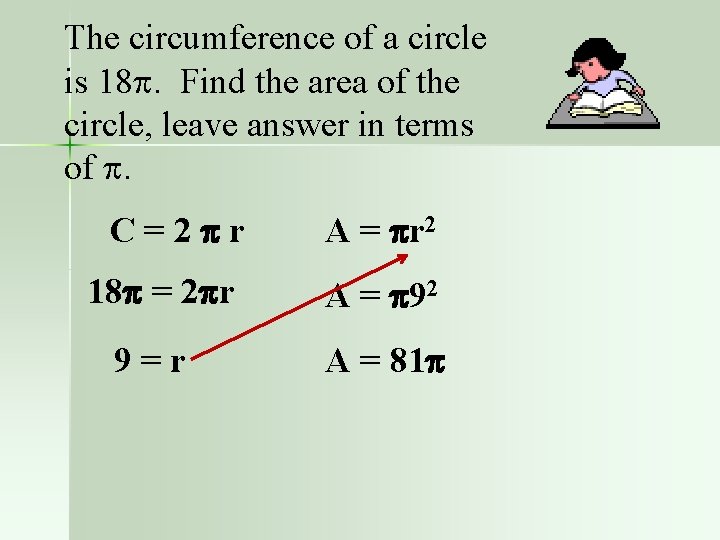 The circumference of a circle is 18. Find the area of the circle, leave