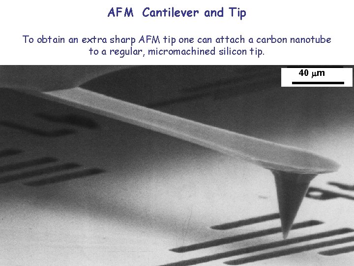 AFM Cantilever and Tip To obtain an extra sharp AFM tip one can attach