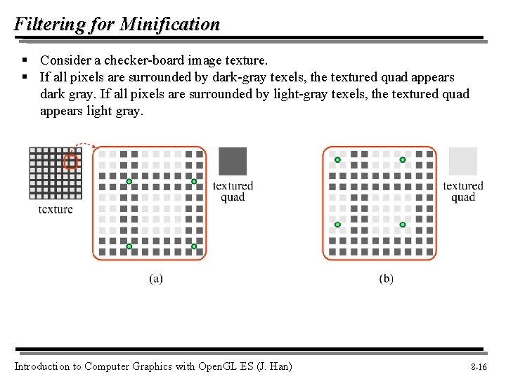 Filtering for Minification § Consider a checker-board image texture. § If all pixels are