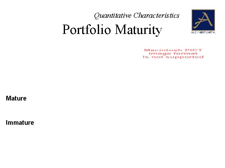 Quantitative Characteristics Portfolio Maturity Mature Immature 