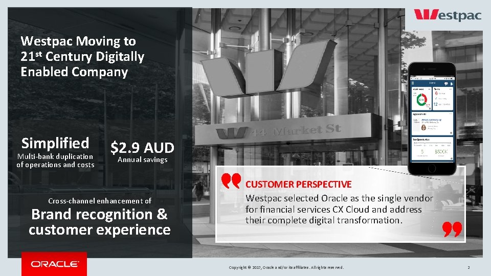 Westpac Moving to 21 st Century Digitally Enabled Company Simplified Multi-bank duplication of operations