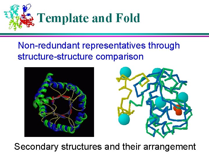 Template and Fold Non-redundant representatives through structure-structure comparison Secondary structures and their arrangement 