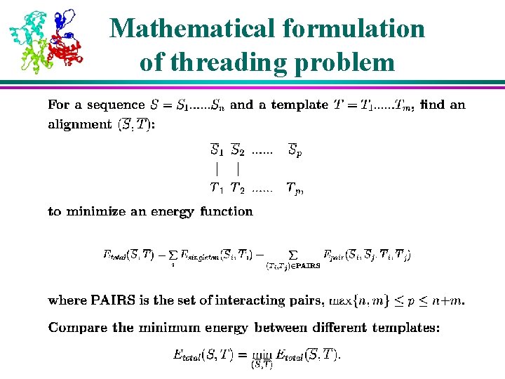 Mathematical formulation of threading problem 