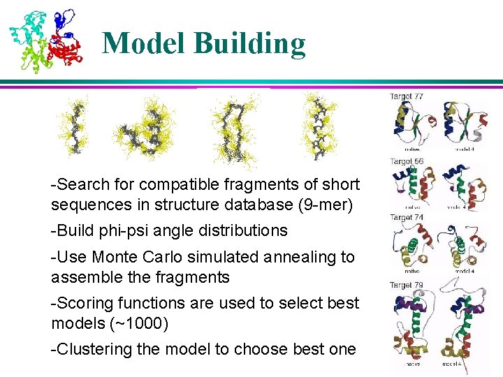 Model Building -Search for compatible fragments of short sequences in structure database (9 -mer)