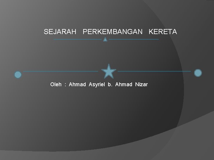 SEJARAH PERKEMBANGAN KERETA Oleh : Ahmad Asyriel b. Ahmad Nizar 