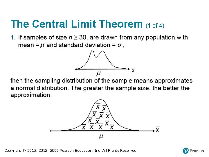 The Central Limit Theorem (1 of 4) Copyright © 2015, 2012, 2009 Pearson Education,