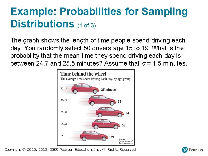Example: Probabilities for Sampling Distributions (1 of 3) The graph shows the length of