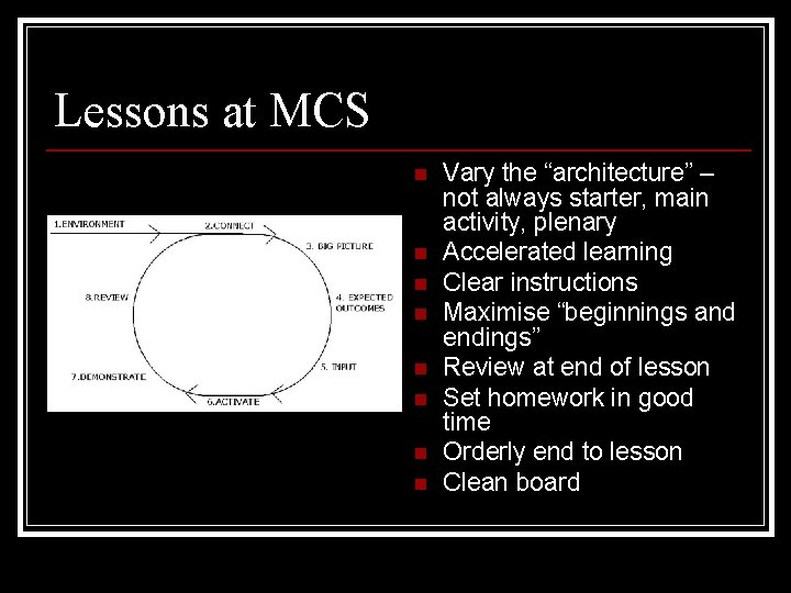 Lessons at MCS n n n n Vary the “architecture” – not always starter, Lessons at MCS n n n n Vary the “architecture” – not always starter,