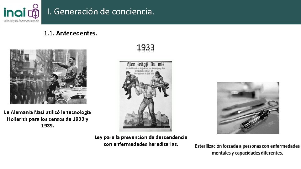 I. Generación de conciencia. 1. 1. Antecedentes. La Alemania Nazi utilizó la tecnología Hollerith