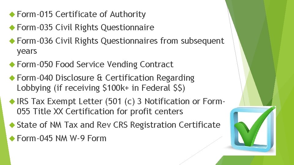 On the Road to Success CACFP Recordkeeping Key