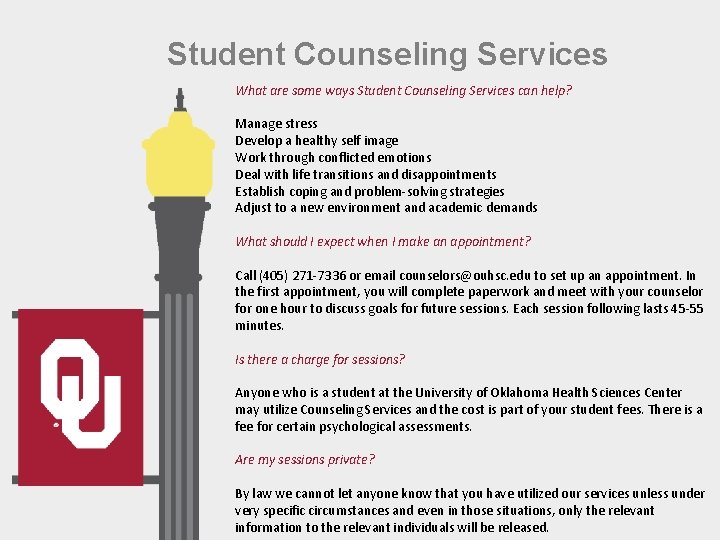 Student Counseling Services What are some ways Student Counseling Services can help? Manage stress