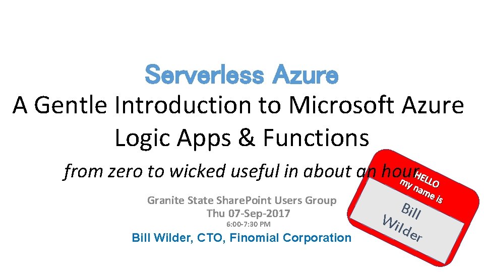 Serverless Azure A Gentle Introduction to Microsoft Azure Logic Apps & Functions H from