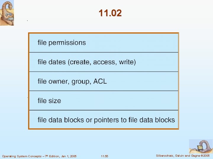 11. 02 Operating System Concepts – 7 th Edition, Jan 1, 2005 11. 55