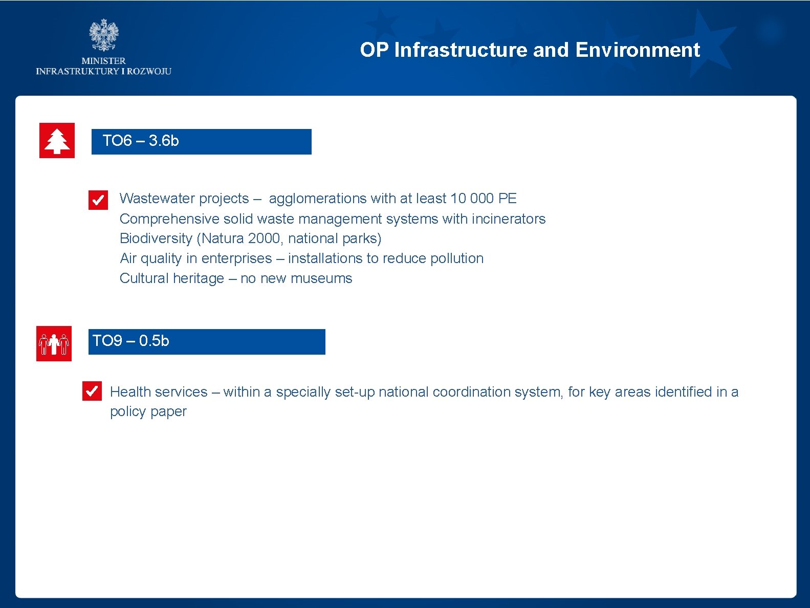 OP Infrastructure and Environment TO 6 – 3. 6 b Wastewater projects – agglomerations