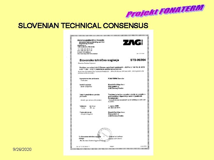 SLOVENIAN TECHNICAL CONSENSUS 9/26/2020 