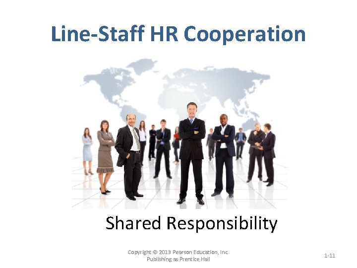 Line-Staff HR Cooperation Shared Responsibility Copyright © 2013 Pearson Education, Inc. Publishing as Prentice