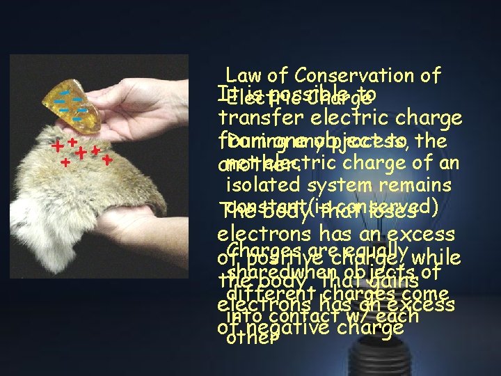 Law of Conservation of It is possible to Electric Charge transfer electric charge During