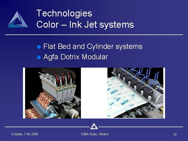 Technologies Color – Ink Jet systems u u October, 11 th 2006 Flat Bed