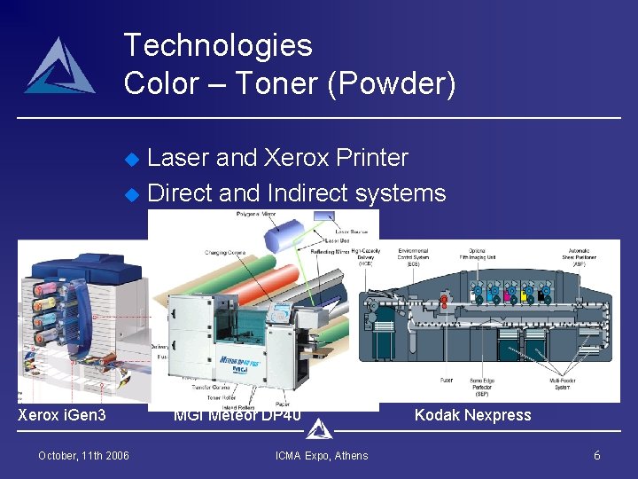 Technologies Color – Toner (Powder) u u Xerox i. Gen 3 October, 11 th