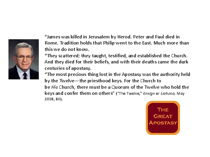 “James was killed in Jerusalem by Herod. Peter and Paul died in Rome. Tradition “James was killed in Jerusalem by Herod. Peter and Paul died in Rome. Tradition