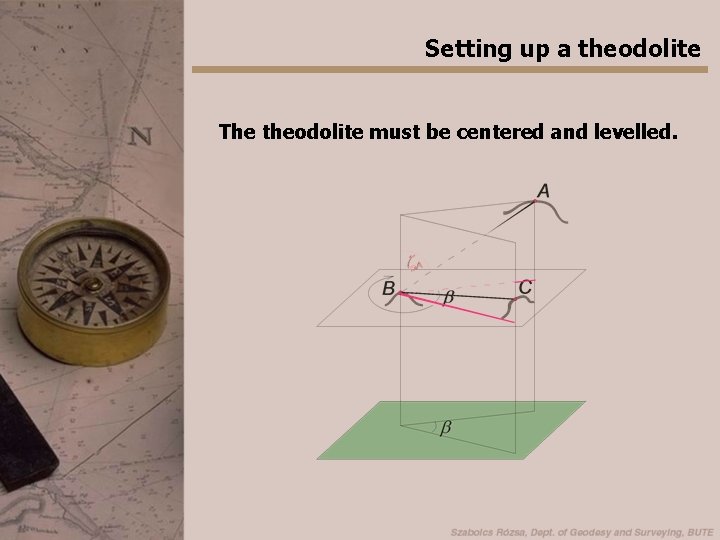 Setting up a theodolite The theodolite must be centered and levelled. 