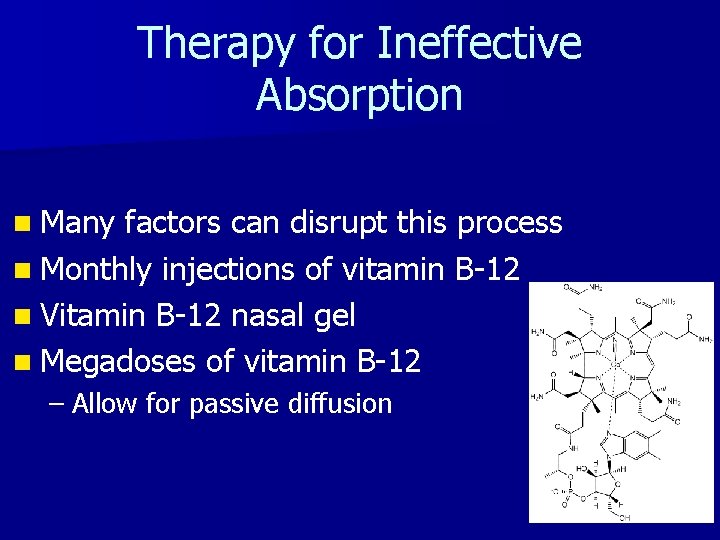 Therapy for Ineffective Absorption n Many factors can disrupt this process n Monthly injections