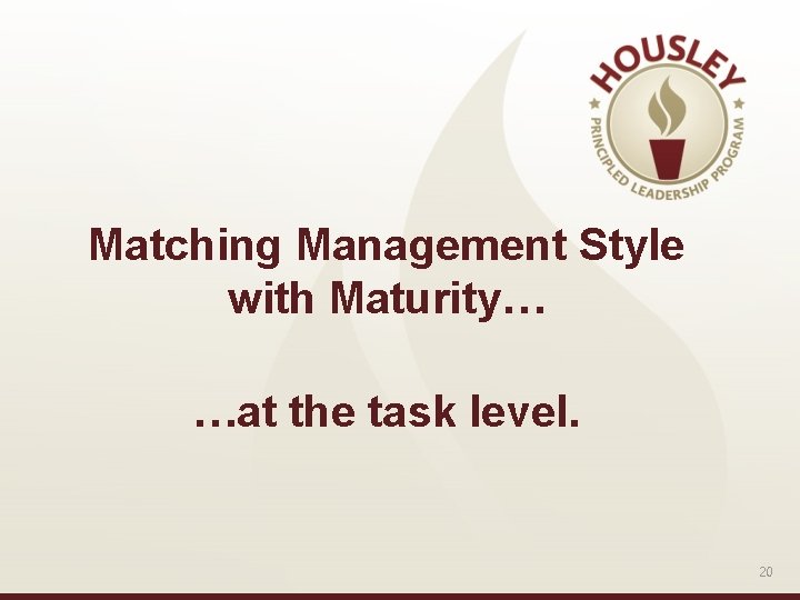 Matching Management Style with Maturity… …at the task level. 20 