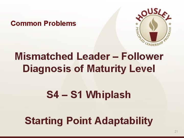 Common Problems Mismatched Leader – Follower Diagnosis of Maturity Level S 4 – S