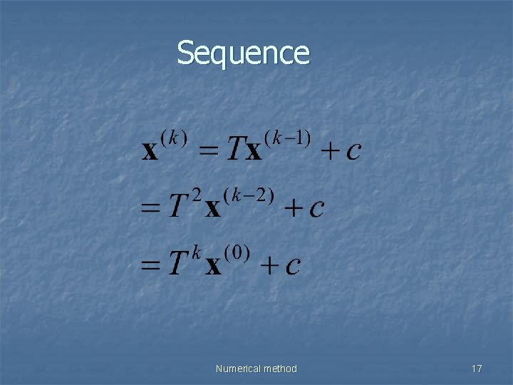 Sequence Numerical method 17 