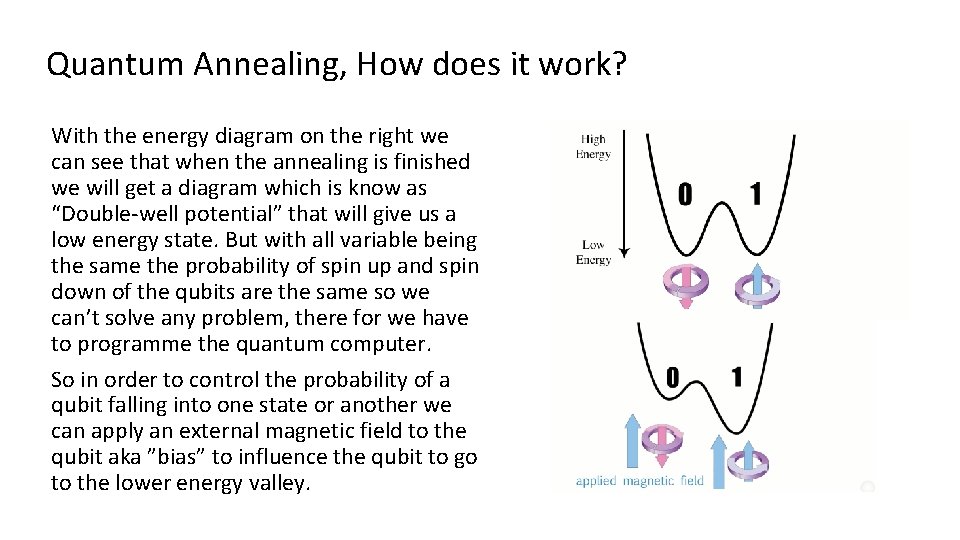 Quantum Annealing, How does it work? With the energy diagram on the right we