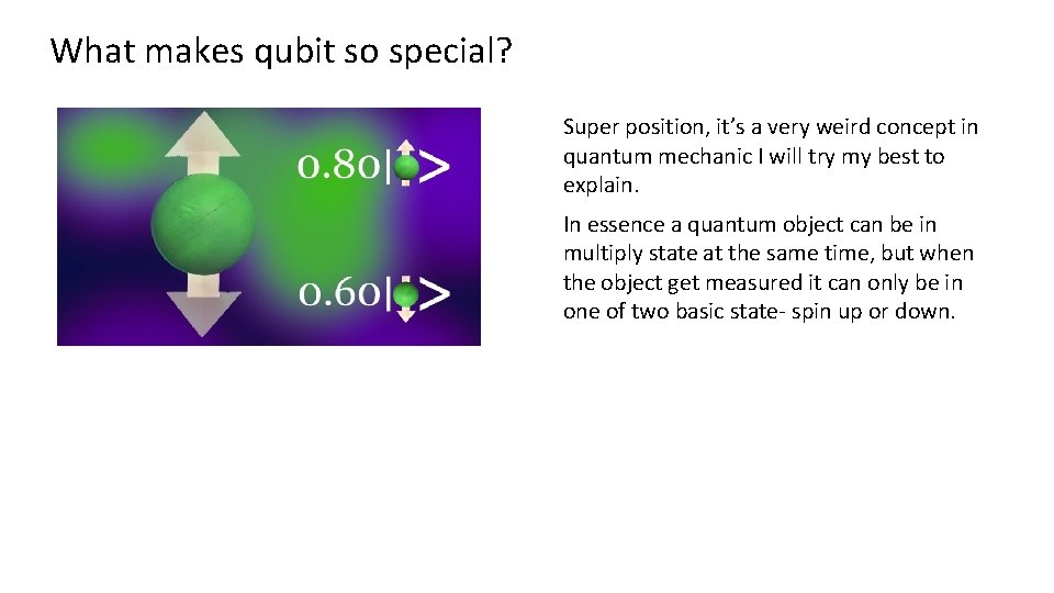 What makes qubit so special? Super position, it’s a very weird concept in quantum