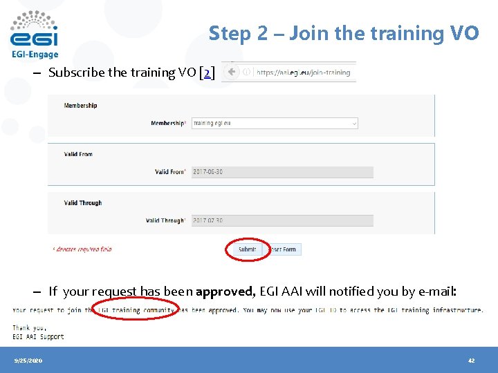 Step 2 – Join the training VO – Subscribe the training VO [2] –