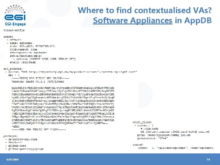 Where to find contextualised VAs? Software Appliances in App. DB 9/25/2020 74 