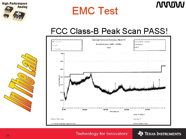 EMC Test FCC Class-B Peak Scan PASS! 24 EMC Test FCC Class-B Peak Scan PASS! 24