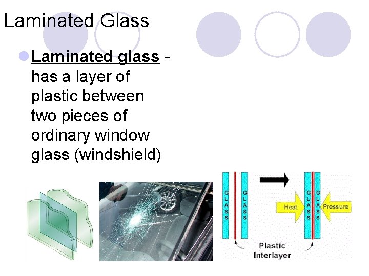 Laminated Glass l Laminated glass has a layer of plastic between two pieces of