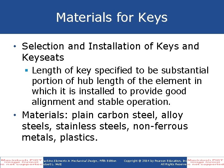 Materials for Keys • Selection and Installation of Keys and Keyseats § Length of
