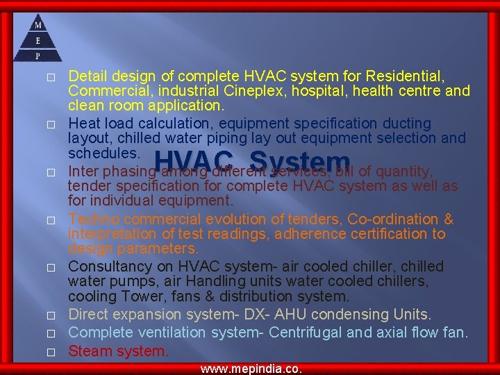 � � � � � Detail design of complete HVAC system for Residential, Commercial, � � � � � Detail design of complete HVAC system for Residential, Commercial,
