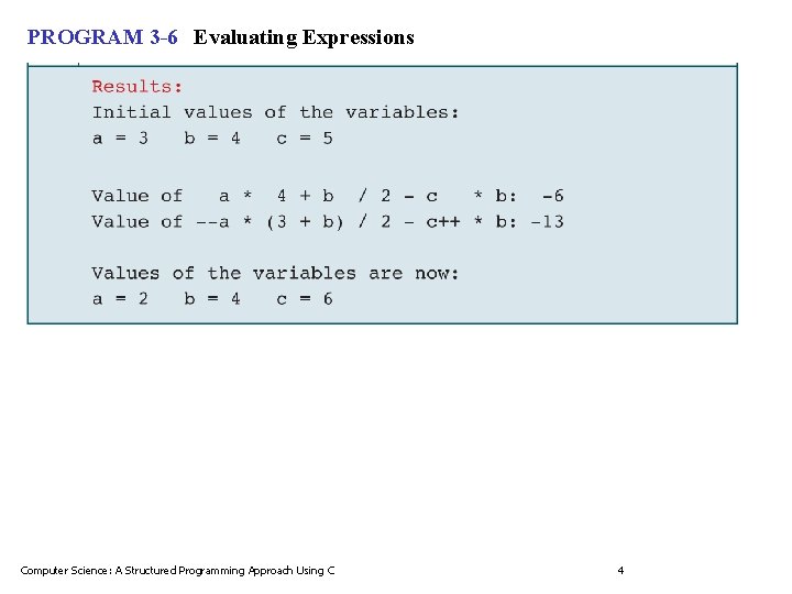 PROGRAM 3 -6 Evaluating Expressions Computer Science: A Structured Programming Approach Using C 4