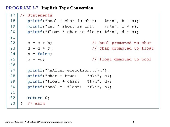 PROGRAM 3 -7 Implicit Type Conversion Computer Science: A Structured Programming Approach Using C