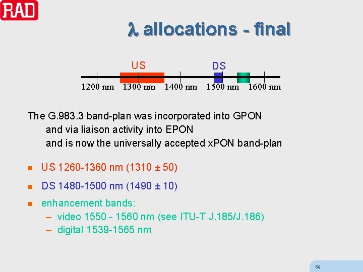  allocations - final US 1200 nm 1300 nm DS 1400 nm 1500 nm