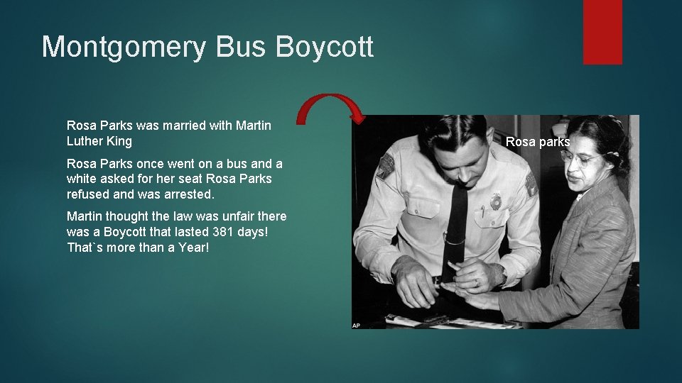 Montgomery Bus Boycott Rosa Parks was married with Martin Luther King Rosa Parks once