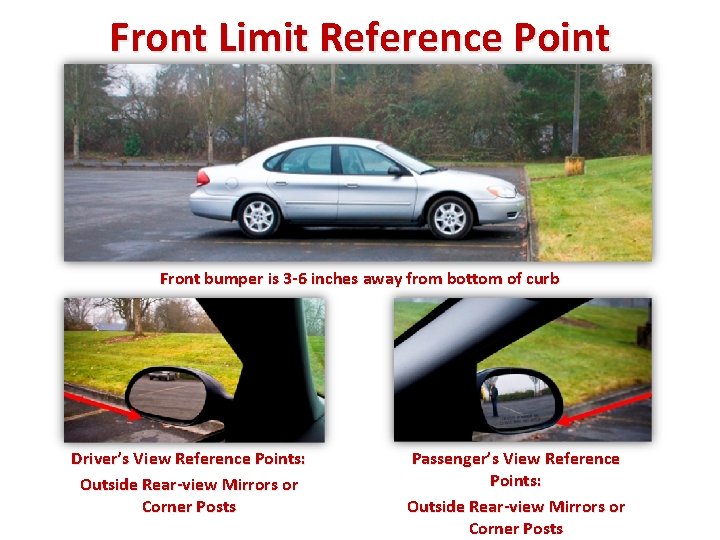 Front Limit Reference Point Front bumper is 3 -6 inches away from bottom of