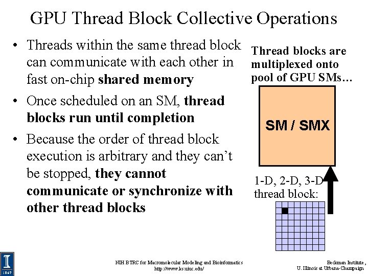 GPU Thread Block Collective Operations • Threads within the same thread block can communicate