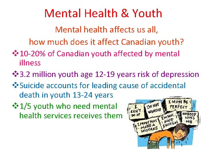 Mental Health & Youth Mental health affects us all, how much does it affect