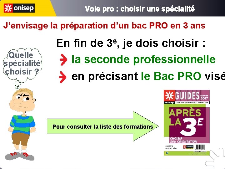 J’envisage la préparation d’un bac PRO en 3 ans Quelle spécialité choisir ? En