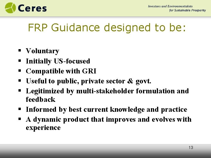 FRP a tool for measuring and improving facility