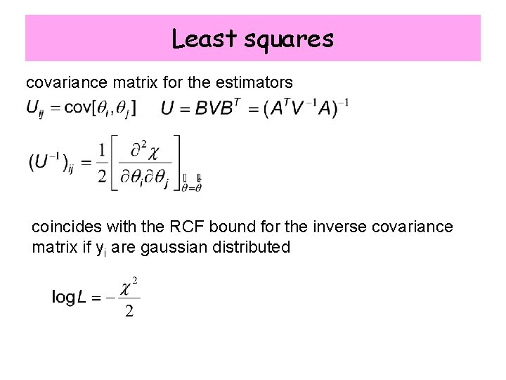 Least squares covariance matrix for the estimators coincides with the RCF bound for the