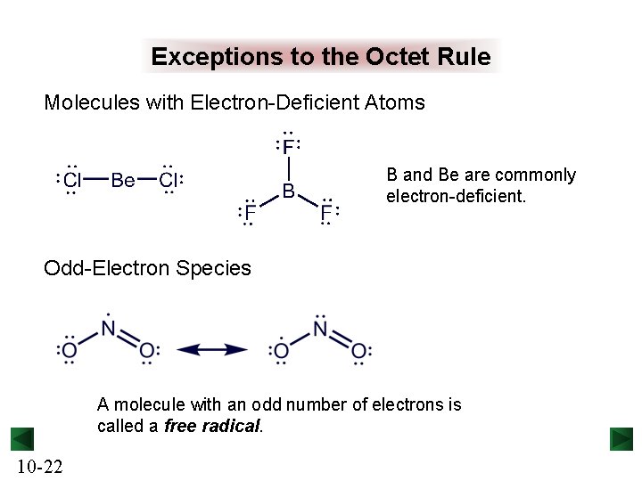 Exceptions to the Octet Rule Molecules with Electron-Deficient Atoms B and Be are commonly