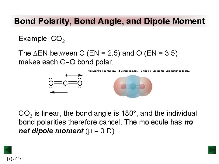 Bond Polarity, Bond Angle, and Dipole Moment Example: CO 2 The DEN between C