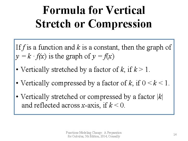 Formula for Vertical Stretch or Compression If f is a function and k is